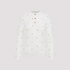Bottega Veneta Polka Dot Crew Neck Top With Red Embellishment In Chalk Vernis