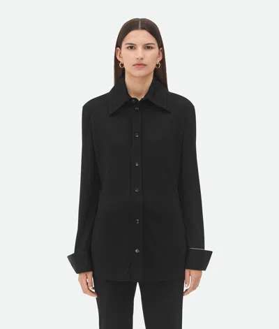 Bottega Veneta Matt Fluid Viscose Jersey Shirt In Schwarz