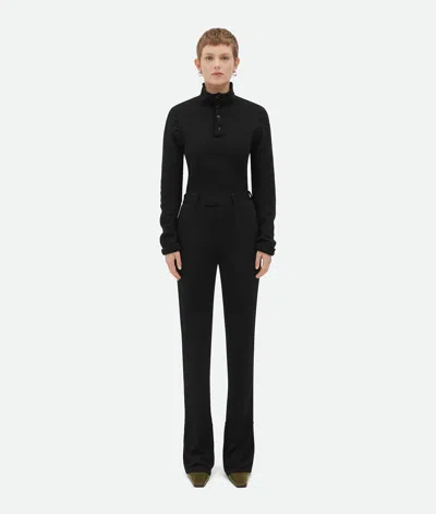 Bottega Veneta Matt Viscose Jersey Flared Trousers In Black