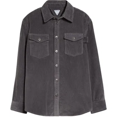 Bottega Veneta Matte Cotton Corduroy Button-up Shirt In Gray