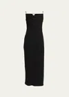 Bottega Veneta Matte Crepe Jersey Midi Dress With Embellished Hardware Straps In Nero