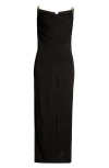 Bottega Veneta Matte Crepe Jersey Midi Dress With Embellished Hardware Straps In Black
