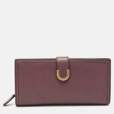 Pre-owned Bottega Veneta Mauve Leather Flap Continental Wallet