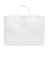 Bottega Veneta Maxi Cabat Intraccio Knitted Handbag In White