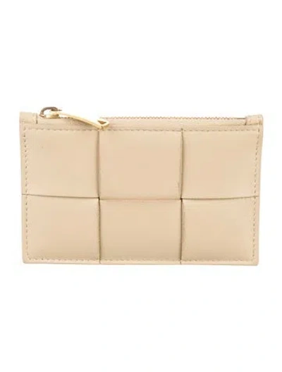 Pre-owned Bottega Veneta Maxi Card Holder Intrecciato Weave Card Holder In Neutrals