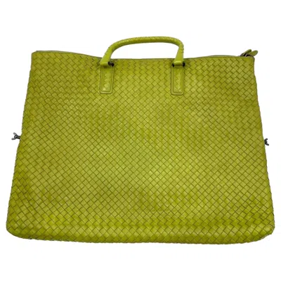 Pre-owned Bottega Veneta Maxi Convertible Tote Bag Hobo Green Leather Two-way Carry 52cm