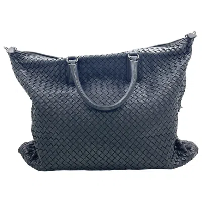 Pre-owned Bottega Veneta Maxi Convertible Tote Dark Navy Leather 50cm In Blue