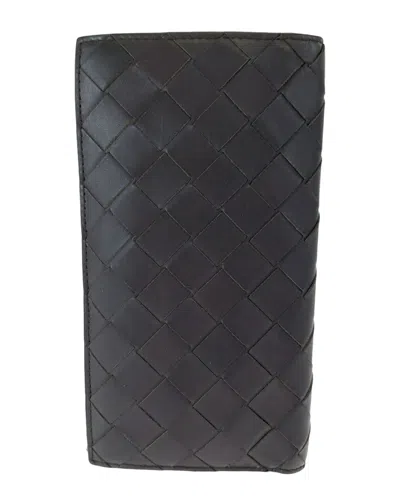 Bottega Veneta Maxi Intrecciato Brown Calf Wallet (authentic Pre-loved) In Black