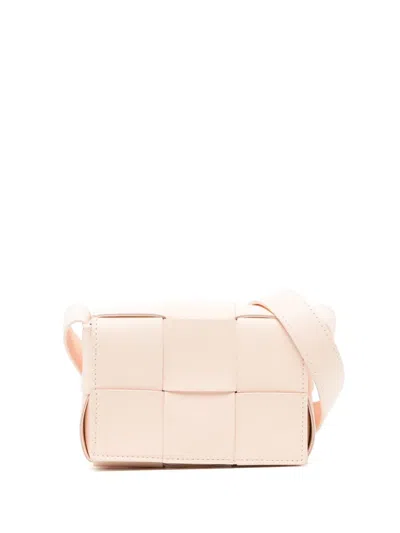 Pre-owned Bottega Veneta Maxi Intrecciato Cassette Crossbody Bag In Pink