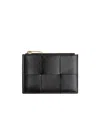 Bottega Veneta Maxi Intrecciato Compact Wallet In Black