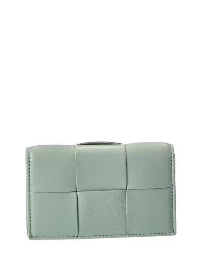 Bottega Veneta Maxi Intrecciato Leather Business Card Case In Green