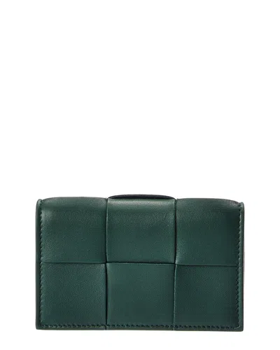 Bottega Veneta Maxi Intrecciato Leather Business Card Case In Green