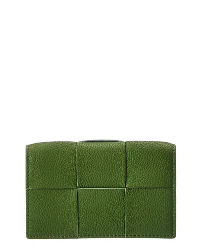 Bottega Veneta Maxi Intrecciato Leather Business Card Case In Green