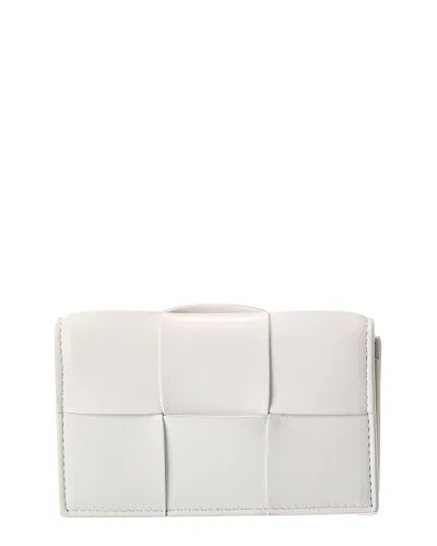 Bottega Veneta Maxi Intrecciato Leather Business Card Case In White