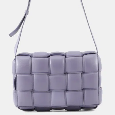 Pre-owned Bottega Veneta Maxi Intrecciato Padded Cassette Shoulder Bag Purple Leather