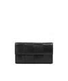 Bottega Veneta Maxi Intrecciato Wallet In Black