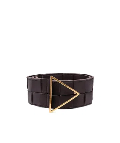Bottega Veneta Maxi Intreccio Triangle-buckle Belt In Black