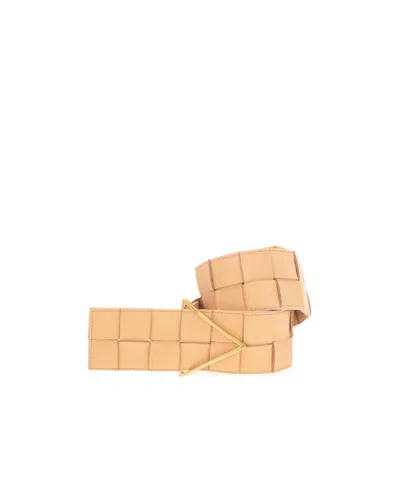 Bottega Veneta Maxi Intreccio Triangle-buckle Belt In Brown
