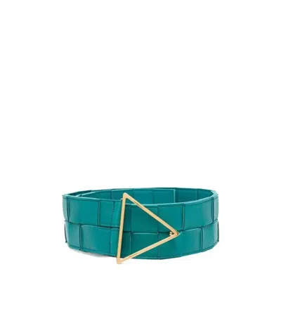 BOTTEGA VENETA MAXI INTRECCIO TRIANGLE-BUCKLE BELT
