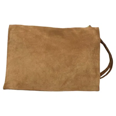 Pre-owned Bottega Veneta Maxi Messenger Bag Suede Leather Tan In Brown