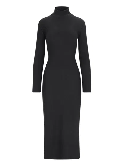 Bottega Veneta High-necked And Long-sleeved Dress In Black