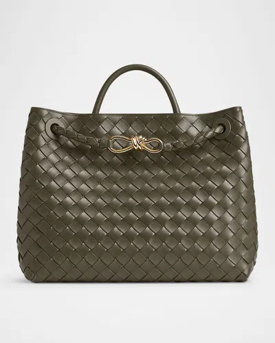 Bottega Veneta Andiamo Intrecciato Medium Leather Tote Bag In Green