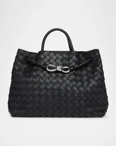 Bottega Veneta Medium Andiamo Bag In Black-silver