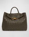 Bottega Veneta Medium Andiamo Intrecciato Shoulder Bag In Kaki