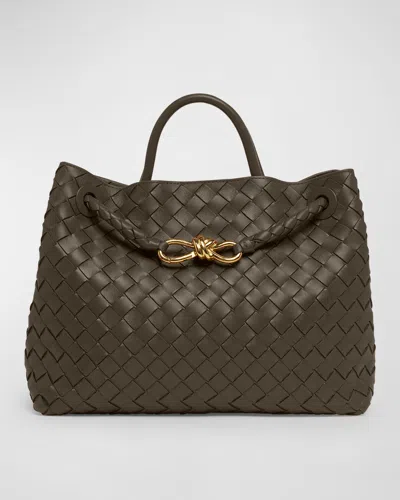 Bottega Veneta Andiamo Intrecciato Medium Leather Tote Bag In Green