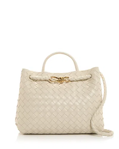 Bottega Veneta Medium Andiamo Intrecciato Leather Shoulder Bag In Gray