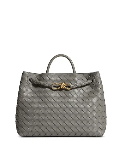 Bottega Veneta Women's Andiamo Medium Intrecciato Leather Top-handle Bag In Gray