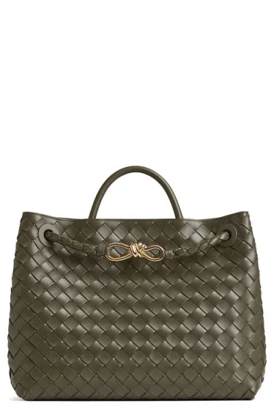 Bottega Veneta Medium Andiamo Intrecciato Shoulder Bag In Kaki