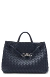 Bottega Veneta Medium Andiamo Bag In Black/vintage Silver/black