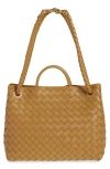 Bottega Veneta Medium Andiamo Intrecciato Shoulder Bag In Dark Praline