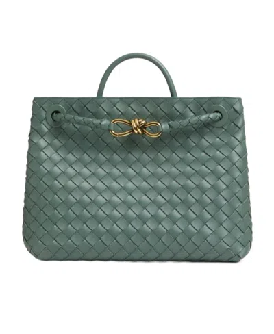 Bottega Veneta Andiamo Medium Woven Shoulder Bag In Green