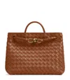 Bottega Veneta Medium Andiamo Leather Top Handle Bag In Cognac