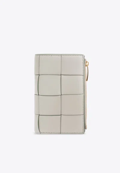 Bottega Veneta Medium Cassette Intrecciato Leather Wallet In Agate Gray