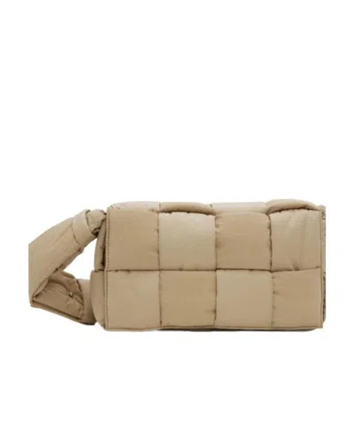 Bottega Veneta Medium Cassette Logo Knitted Crossbody Bag In Nude