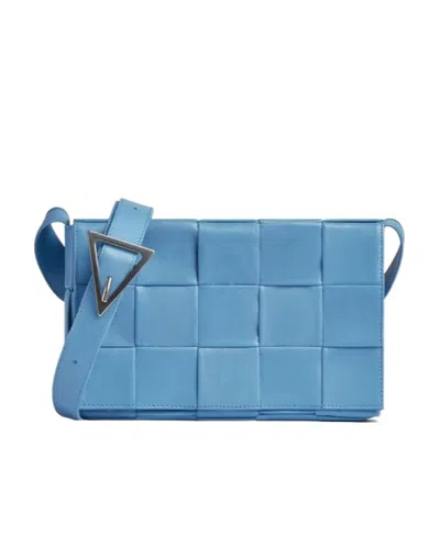 Bottega Veneta Medium Cassette Logo Shoulder Bag In Blue