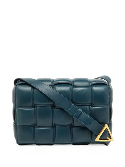 Pre-owned Bottega Veneta Medium Cassette Padded Shoulder Bag In Blue