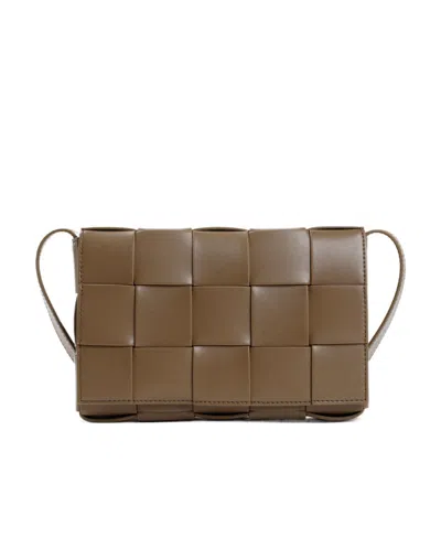 Bottega Veneta Medium Cassette Woven Flip Shoulder Bag In Brown