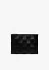 Bottega Veneta Medium Cassette Zip Pouch In Intrecciato Leather In Black
