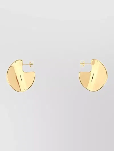 Bottega Veneta Medium Disc Earrings With 18k Finish In Sterling Silver In Gold