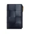 Bottega Veneta Medium Double Fold Zipper Purse In Black