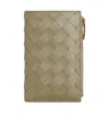 Bottega Veneta Medium Double Fold Zipper Purse In Brown
