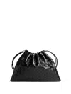 Bottega Veneta Black Medium Clutch Bag With Drawstring In Intrecciato