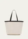 Bottega Veneta Medium Canvas And Leather Tote Bag In Nat Fond-m Br
