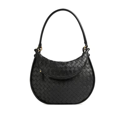 Bottega Veneta Medium Gemelli Intrecciato Shoulder Bag In Black
