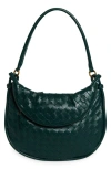 Bottega Veneta Medium Gemelli Intrecciato Shoulder Bag In Emerald Green/ Brass