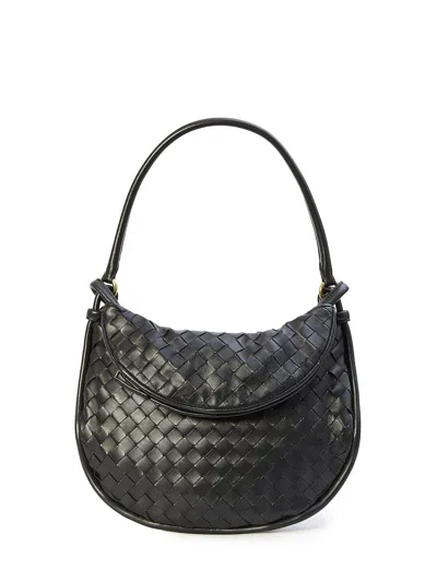 Bottega Veneta Medium Gemelli Leather Shoulder Bag In Black
